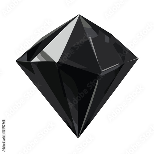 Black sapphire, brilliant on white background
