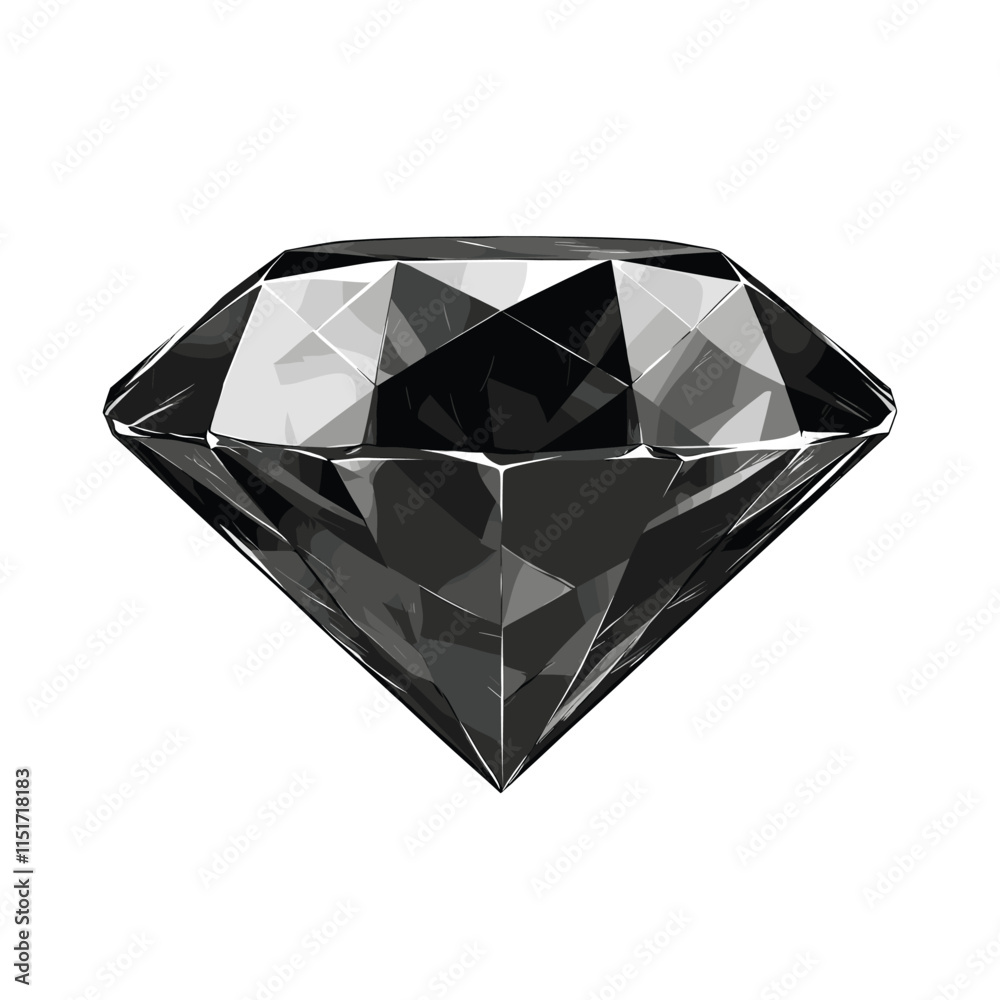 Black sapphire, brilliant on white background
Black sapphire, brilliant on white background