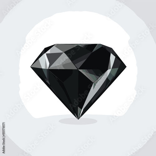 Black sapphire, brilliant on white background
