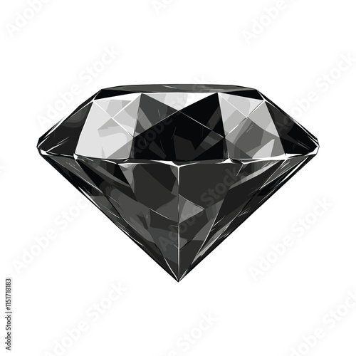 Black sapphire, brilliant on white background
