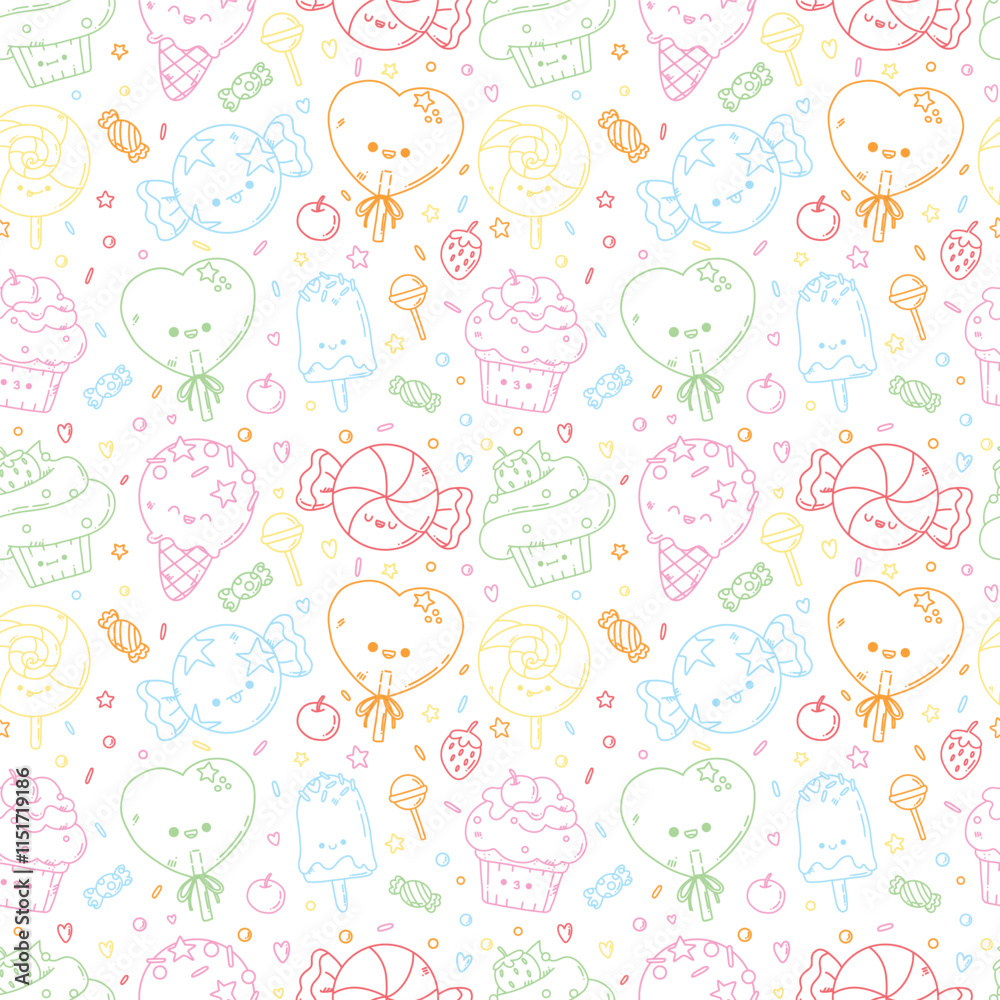 vector seamless pattern with sweets elements vector seamless pattern with sweets elements