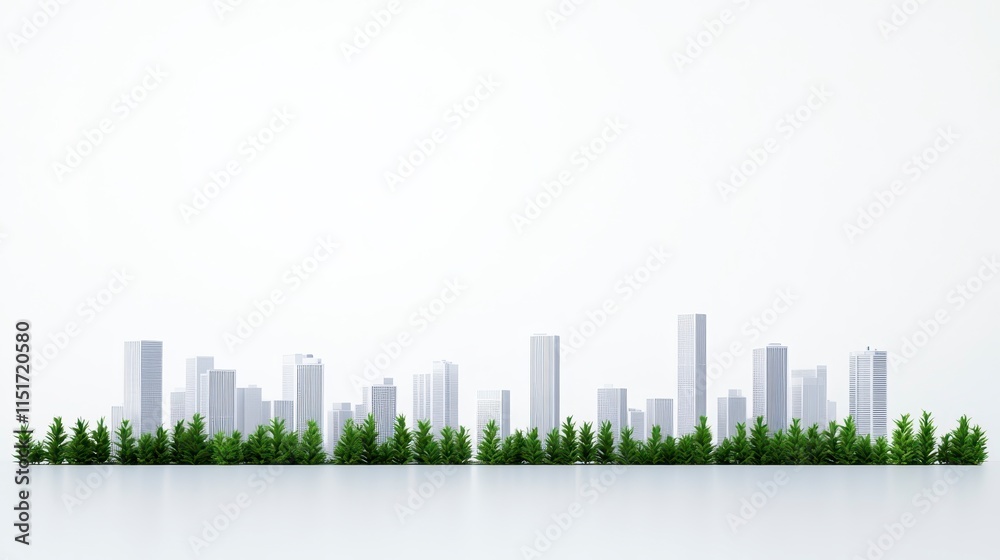 A minimalistic skyline featuring modern buildings alongside lush greenery, illustrating the harmony between urban development and nature. A minimalistic skyline featuring modern buildings alongside lush greenery, illustrating the harmony between urban development and nature.