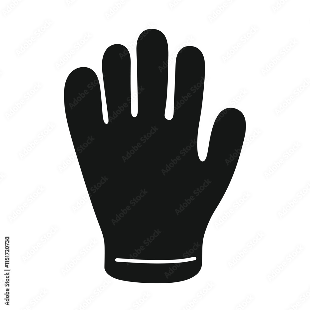 Black silhouette of a hand wearing a glove. Black silhouette of a hand wearing a glove.