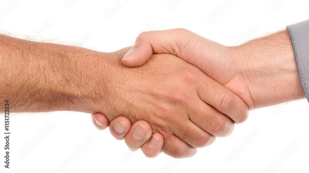 Two hands engaged in a handshake, symbolizing agreement, partnership, or a friendly greeting against a plain background. Two hands engaged in a handshake, symbolizing agreement, partnership, or a friendly greeting against a plain background.
