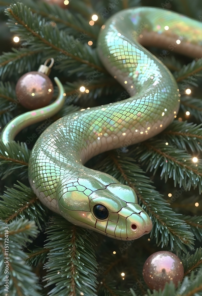 Fototapeta premium snake in the christmas tree