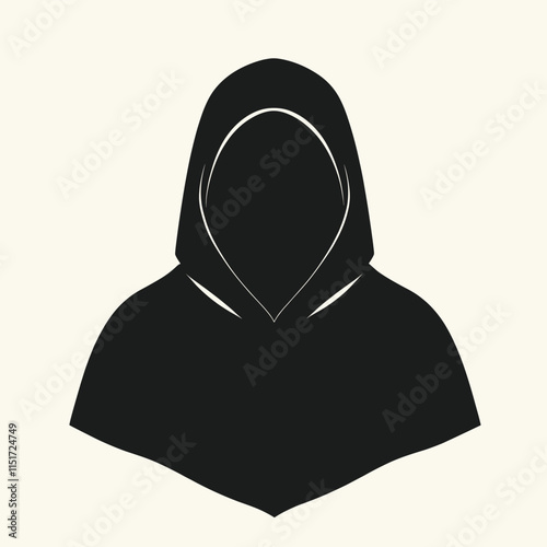 Anonymous hooded figure silhouette, perfect for mystery or religious themes.