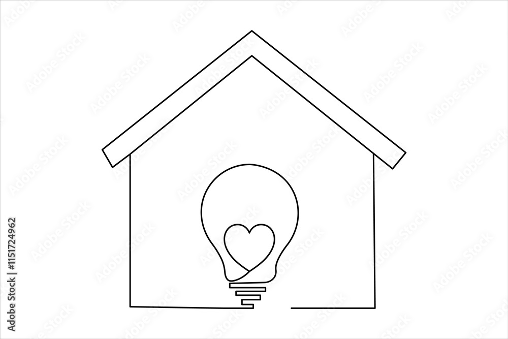 Home one line drawing of isolated continuous outline vector illustration Home one line drawing of isolated continuous outline vector illustration