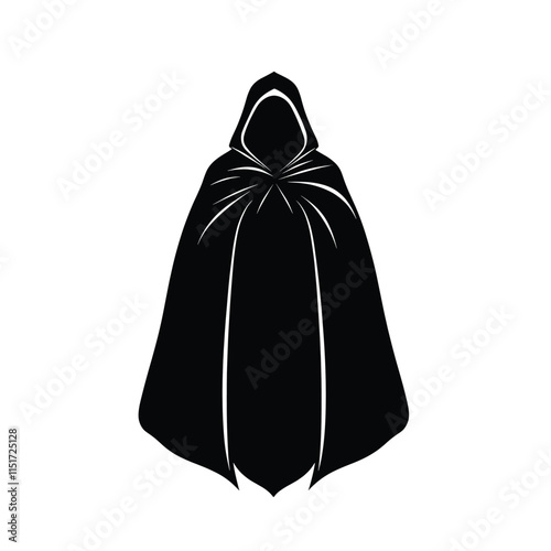 Anonymous hooded figure silhouette, perfect for mystery or religious themes.