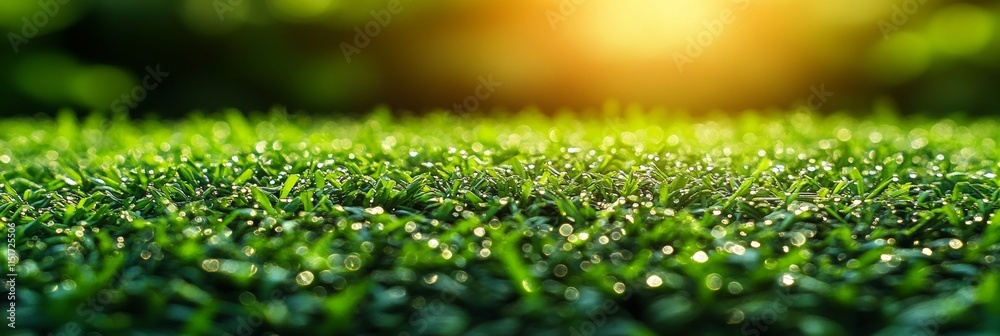 Vibrant Green Grass with Dewdrops in Glowing Golden Hour Sunlight, a Summer Background 1 Vibrant Green Grass with Dewdrops in Glowing Golden Hour Sunlight, a Summer Background 1