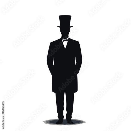 Elegant Silhouette of a Formal Man in a Top Hat