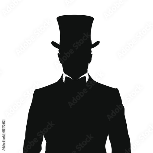 Elegant Silhouette of a Formal Man in a Top Hat