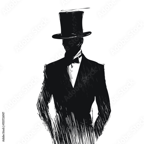 Elegant Silhouette of a Formal Man in a Top Hat