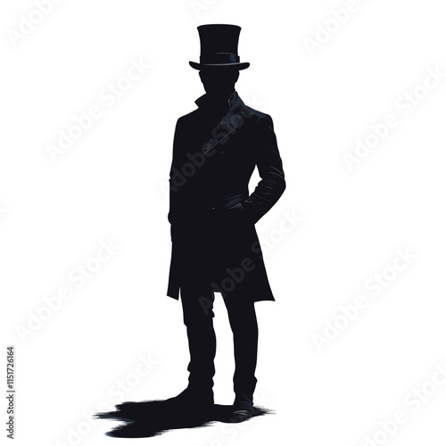 Elegant Silhouette of a Formal Man in a Top Hat