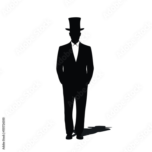 Elegant Silhouette of a Formal Man in a Top Hat