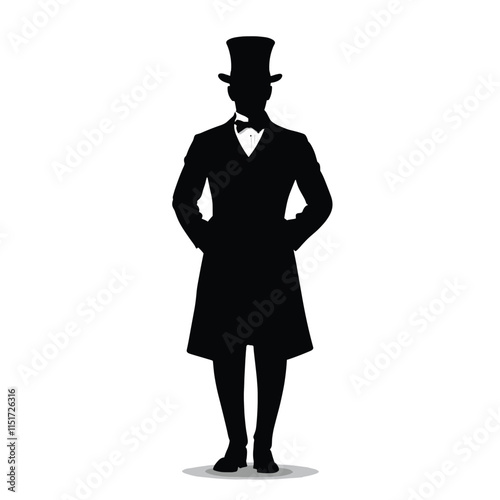 Elegant Silhouette of a Formal Man in a Top Hat