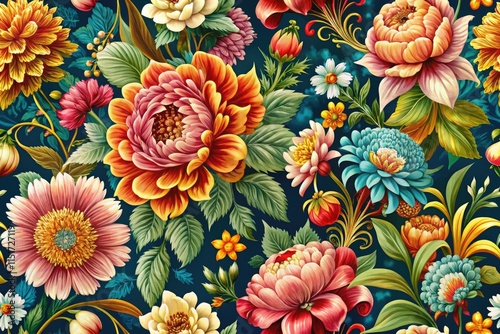 Elegant, seamless floral wallpaper boasts a high-resolution, repeating botanical design perfect for panoramic displays.