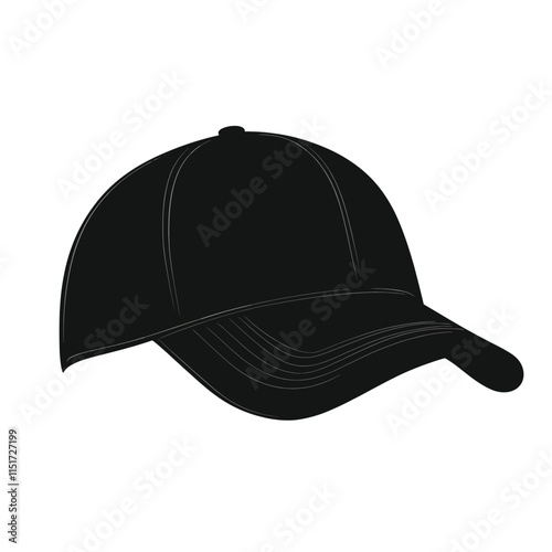 Vector Illustration of a Blank Black Baseball Cap