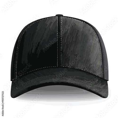 Vector Illustration of a Blank Black Baseball Cap