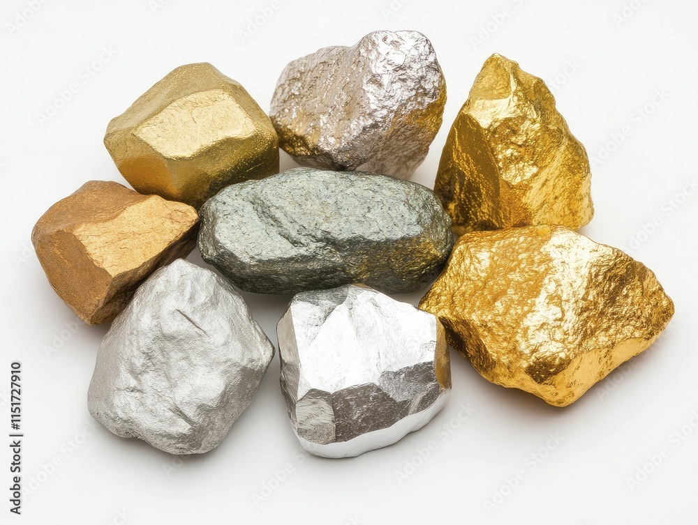 Shimmering Heap of Precious Metal: Gold, Silver, and Copper Currencies Stacked Together in Glowing Pile Shimmering Heap of Precious Metal: Gold, Silver, and Copper Currencies Stacked Together in Glowing Pile