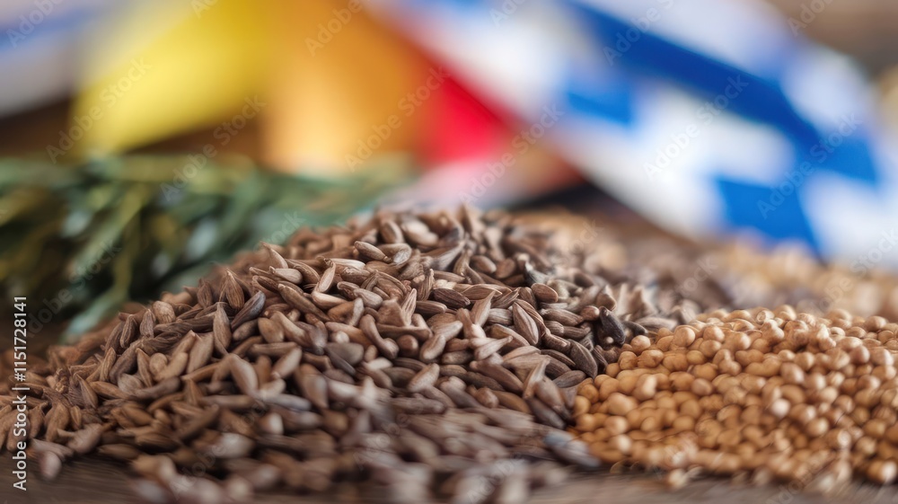Assorted Seeds and Spices Close Up View Assorted Seeds and Spices Close Up View