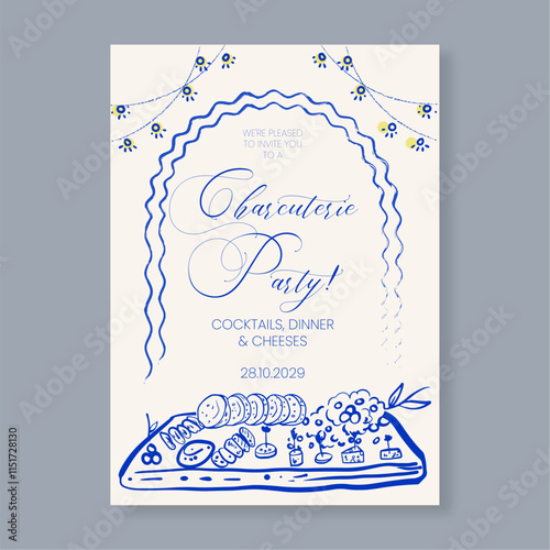 Whimsical Charcuterie Invitation Minimalist Editable Template for Parties and Gatherings