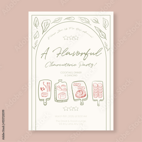 Editable Charcuterie Design Template Minimalist Whimsical Style Perfect for Invitations