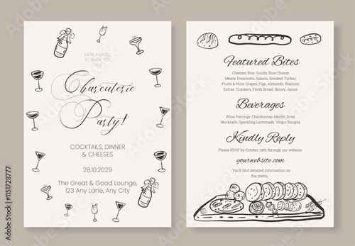 Editable Charcuterie Design Template Minimalist Whimsical Style Perfect for Invitations