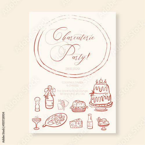 Editable Charcuterie Design Template Minimalist Whimsical Style Perfect for Invitations