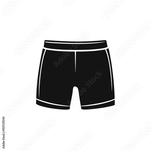 Simple flat vector icon of black shorts on a white background