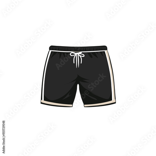 Simple flat vector icon of black shorts on a white background