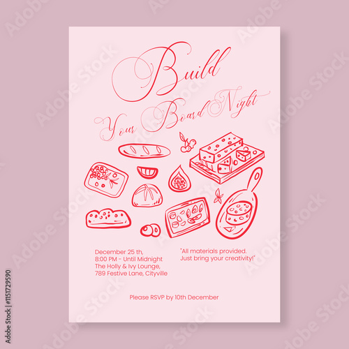 Whimsical Build Your Board Night Design Editable Template Perfect for Hosting Events