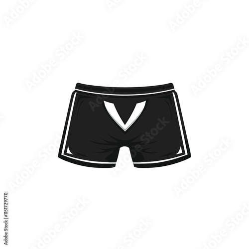 Simple flat vector icon of black shorts on a white background