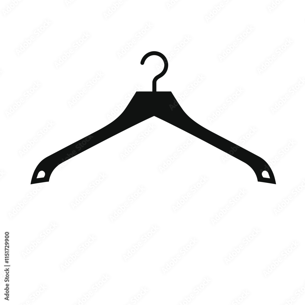 Simple black hanger icon white background bold lines vector style simple shapes Simple black hanger icon white background bold lines vector style simple shapes
