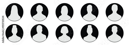 User icon vector set. black profile person icon vector. User profile icon set isolated. User profile sign. Vector Illustration
