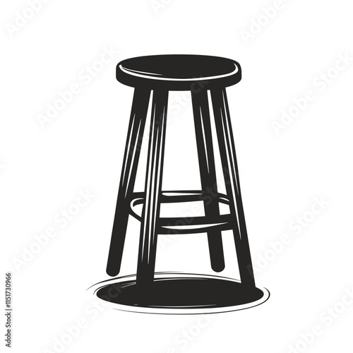 Bar stool simple silhouette black on a white background clean lines icon design