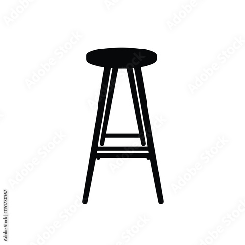 Bar stool simple silhouette black on a white background clean lines icon design