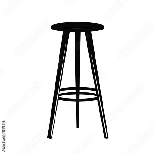 Bar stool simple silhouette black on a white background clean lines icon design