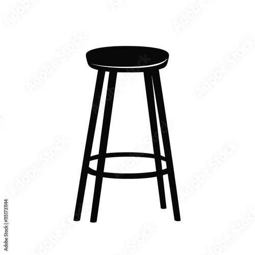 Bar stool simple silhouette black on a white background clean lines icon design