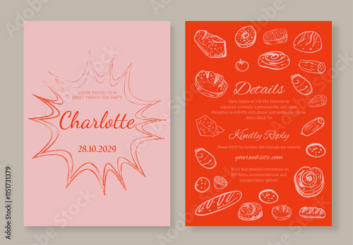 Charcuterie Invitation Template Editable Minimalist Design for Whimsical Party Events