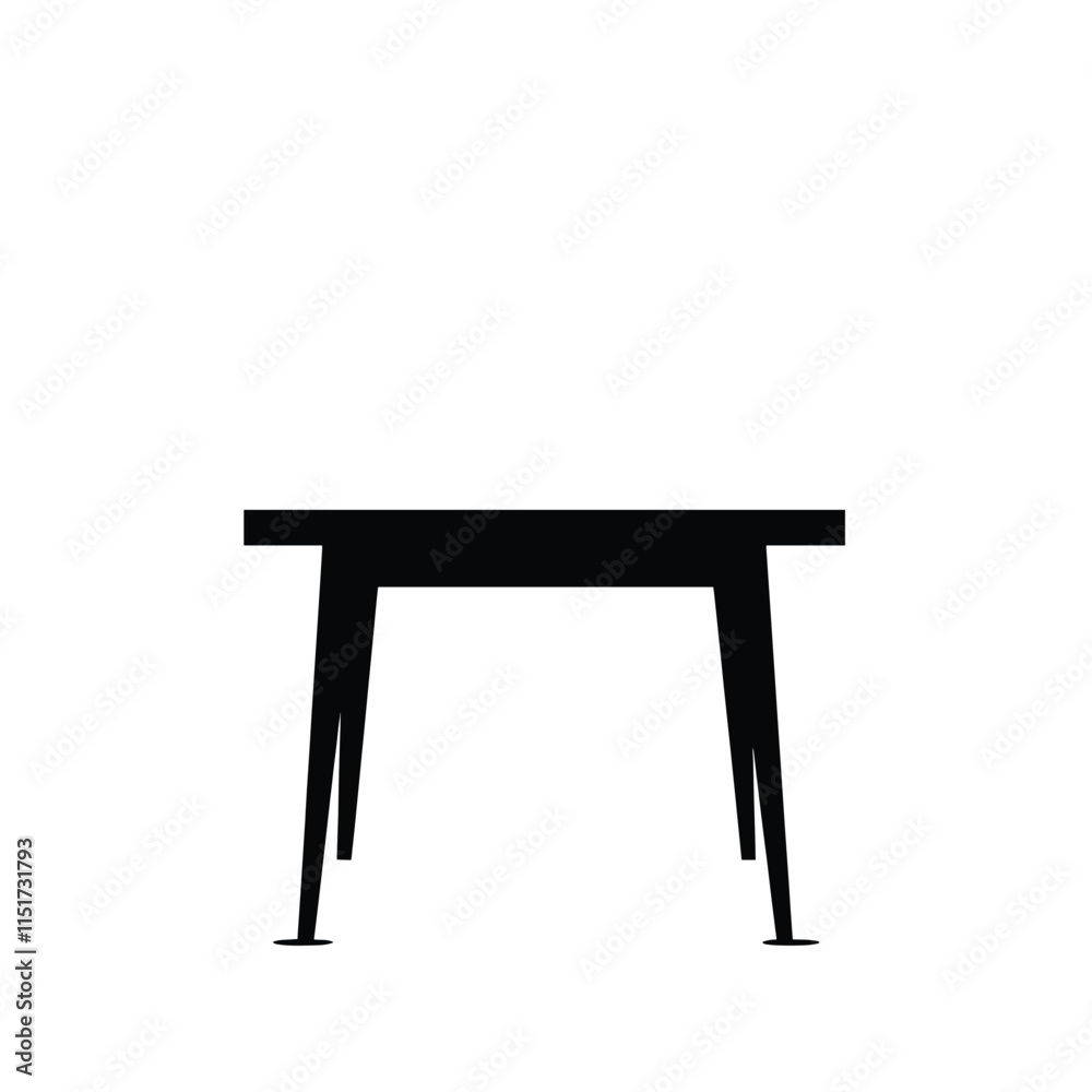 Black and white simple icon of an empty table vector illustration flat design white background no shadows Black and white simple icon of an empty table vector illustration flat design white background no shadows