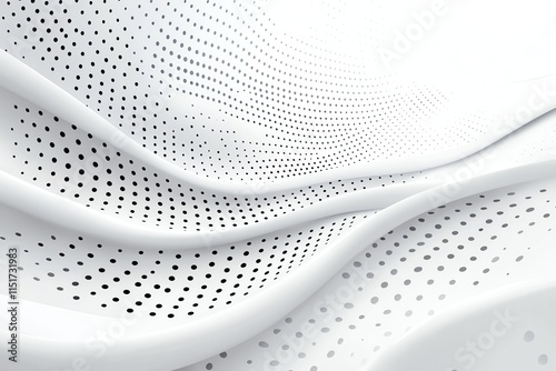 Abstract white dotted background with flowing waves and undulating patterns. Perfect for modern design projects and creative inspirations.