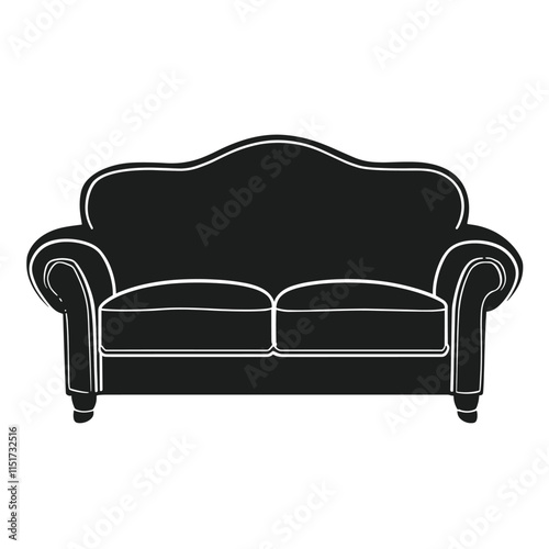 Sofa icon simple silhouette black color white background vector flat design trending