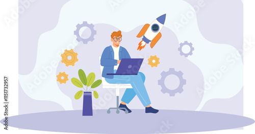 Illustrate the journey of goal setting, with clear steps leading to successful achievement and growth.