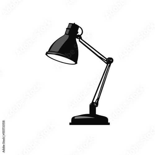 Silhouette desk lamp black color only vector style simple design white background flat shape icon symbol