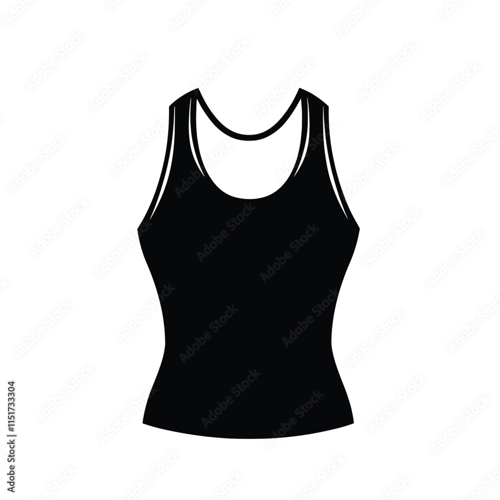 Silhouette of a black tank top icon on a white background in a simple and minimalistic style Vector illustration Silhouette of a black tank top icon on a white background in a simple and minimalistic style Vector illustration