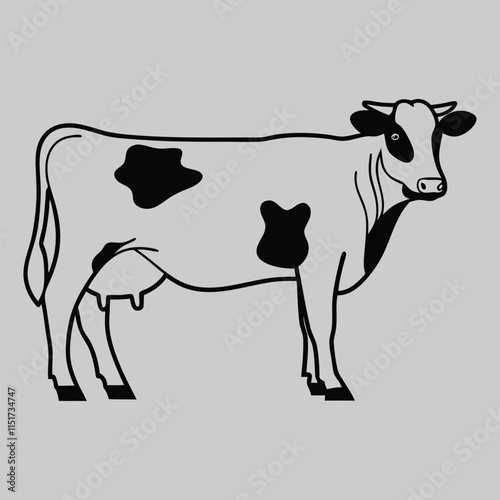 milky cow line art vector design art and illustration