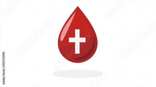 Free Download Blood Drop with Cross Icon: Professional 2D Flat Vector Illustration - GFXLoad