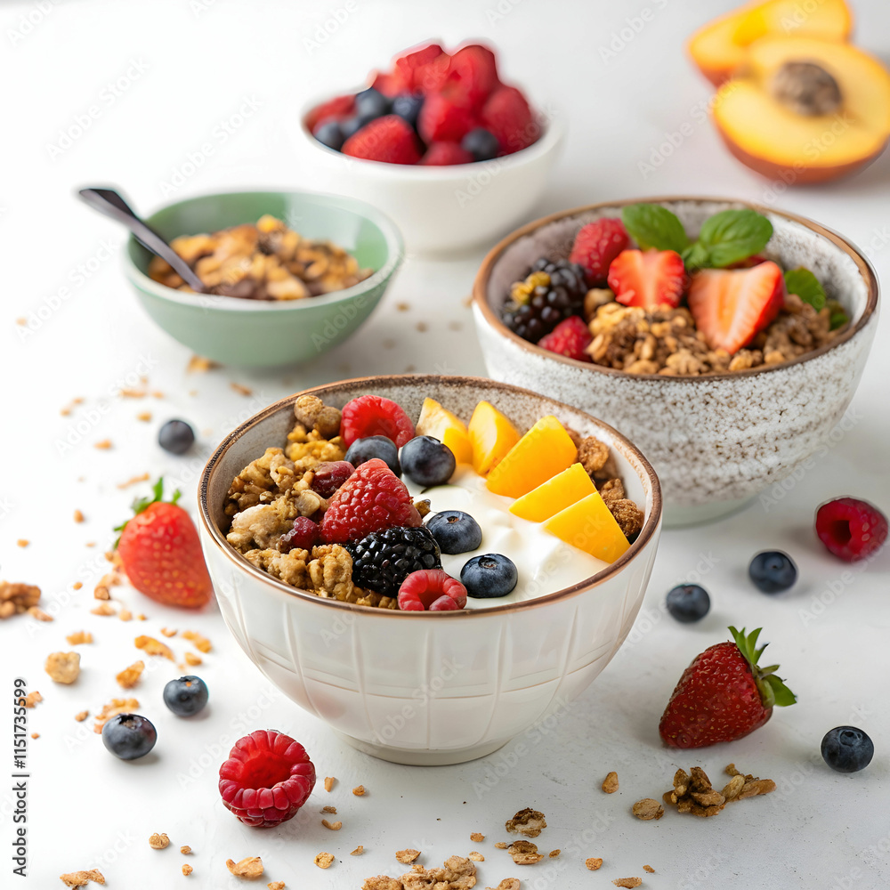 Yogurt with fruits and berries is a refreshing, healthy snack or dessert, Yogurt with fruits and berries is a refreshing, healthy snack or dessert,
