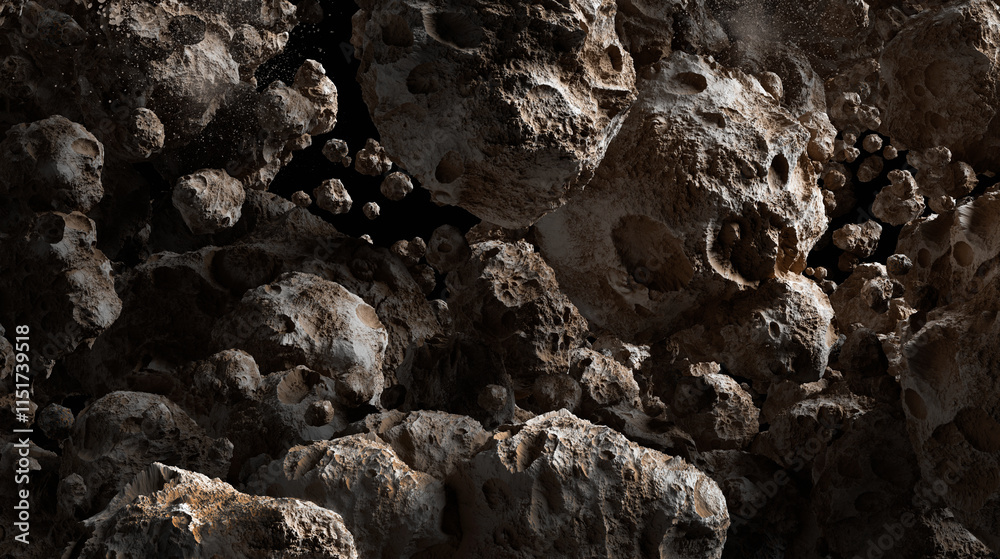 Asteroids in Space,3D illustration Asteroids in Space,3D illustration