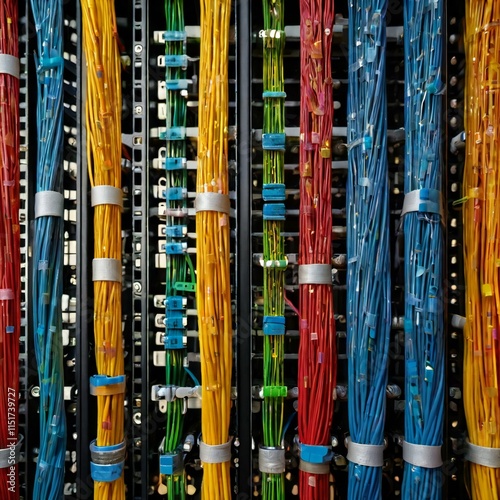 with colorful fiber-optic cables Generative AI